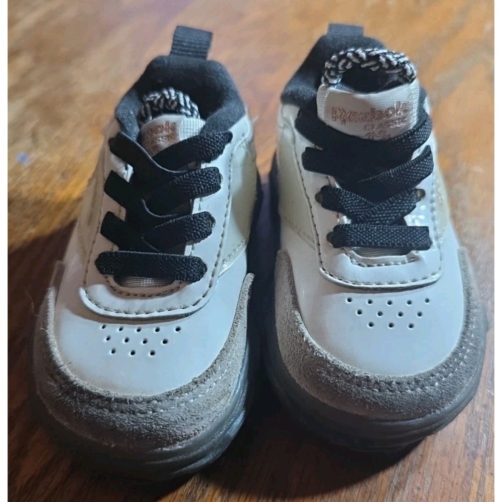 Reebok‎ Toddler Sz 3T Cardi B Club C Casual Sneakers Black White Gray